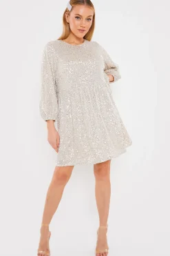 Sequin Smock Mini Dress|In the Style Outlet
