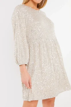 Sequin Smock Mini Dress|In the Style Outlet