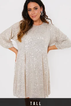Sequin Smock Mini Dress|In the Style Outlet