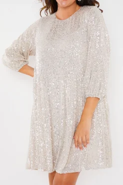 Sequin Smock Mini Dress|In the Style Outlet