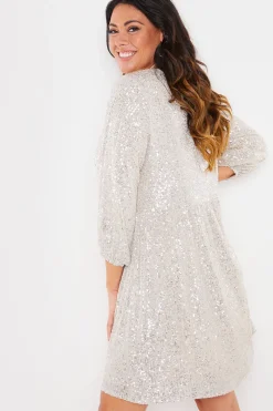 Sequin Smock Mini Dress|In the Style Outlet