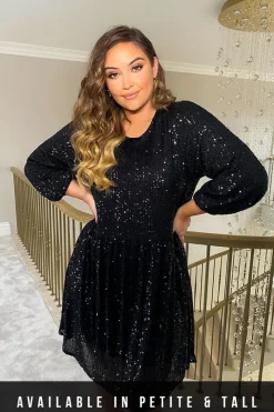 Sequin Smock Mini Dress|In the Style Outlet