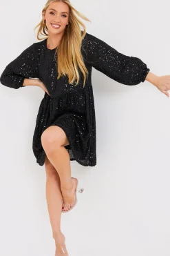 Sequin Smock Mini Dress|In the Style Outlet