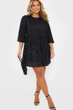 Sequin Smock Mini Dress|In the Style Outlet