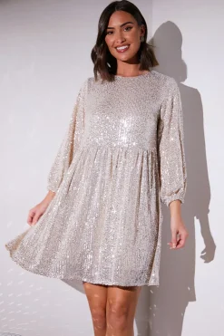 Sequin Smock Mini Dress|In the Style Outlet