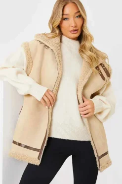 Shearling Sleeveless Aviator Gilet|In the Style Outlet