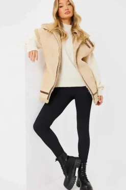 Shearling Sleeveless Aviator Gilet|In the Style Outlet