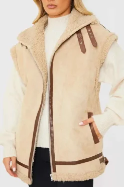Shearling Sleeveless Aviator Gilet|In the Style Outlet