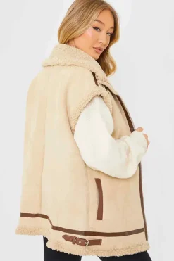 Shearling Sleeveless Aviator Gilet|In the Style Outlet