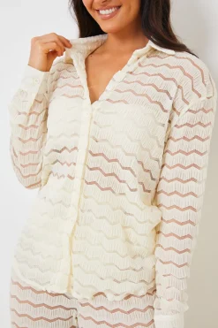 Sheered Chevron Oversized Shirt|In the Style Outlet