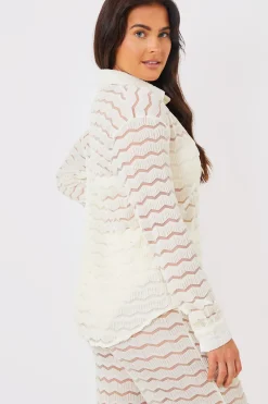 Sheered Chevron Oversized Shirt|In the Style Outlet