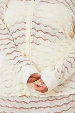 Sheered Chevron Oversized Shirt|In the Style Outlet