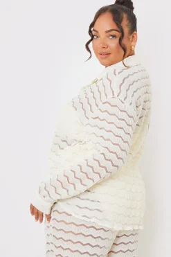 Sheered Chevron Oversized Shirt|In the Style Outlet