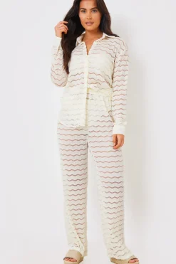 Sheered Chevron Wide Leg Trousers|In the Style Best