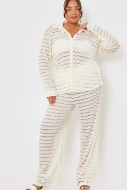 Sheered Chevron Wide Leg Trousers|In the Style Best