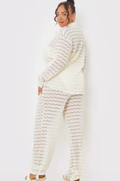 Sheered Chevron Wide Leg Trousers|In the Style Best