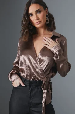 Shimmer Wrap Bodysuit|In The Style New