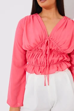 Shirred Detail Blouse|In the Style Discount