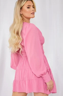 Shirred Waist Tiered Dress|In the Style Hot