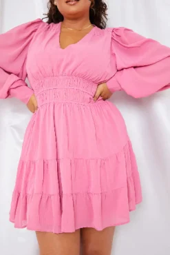 Shirred Waist Tiered Dress|In the Style Hot
