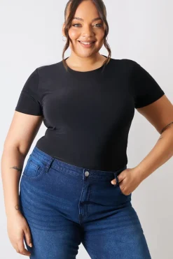 Short Sleeve Double Layer Slinky Bodysuit|In The Style Sale