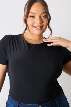 Short Sleeve Double Layer Slinky Bodysuit|In The Style Sale