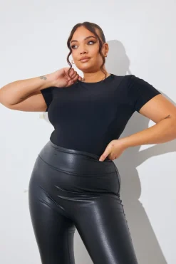 Short Sleeve Double Layer Slinky Bodysuit|In The Style Sale