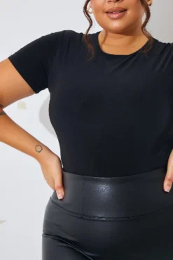 Short Sleeve Double Layer Slinky Bodysuit|In The Style Sale