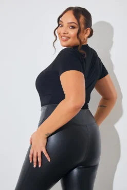 Short Sleeve Double Layer Slinky Bodysuit|In The Style Sale