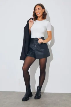Short Sleeve Double Layer Slinky Bodysuit|In The Style Sale