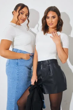 Short Sleeve Double Layer Slinky Bodysuit|In The Style Sale