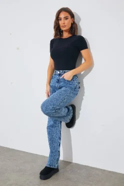 Short Sleeve Double Layer Slinky Bodysuit|In The Style Sale