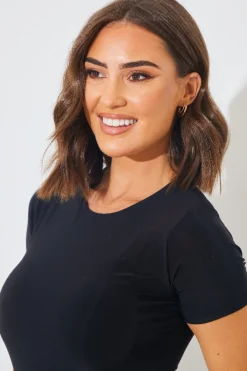 Short Sleeve Double Layer Slinky Bodysuit|In The Style Sale