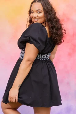 Short Sleeve Milkmaid Dress With Embroidery Detail|In the Style Discount