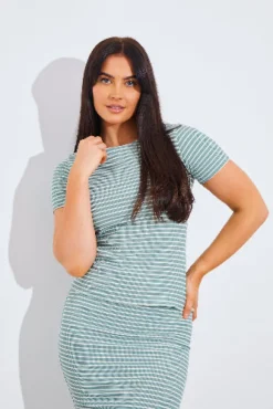 Short Sleeve Stripe Reversible Co-Ord Top|In The Style Best