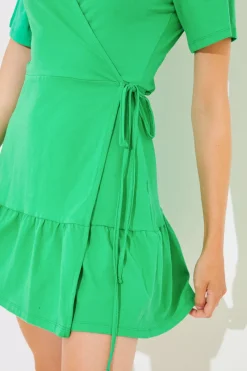 Short Sleeve Wrap Swing Dress|In The Style Online