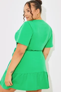 Short Sleeve Wrap Swing Dress|In The Style Online