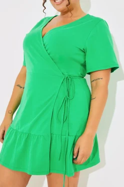 Short Sleeve Wrap Swing Dress|In The Style Online