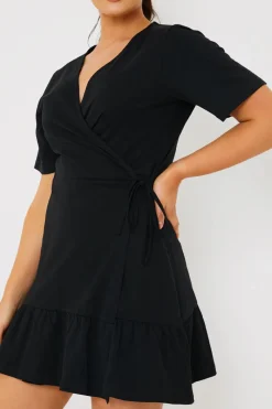 Short Sleeve Wrap Swing Dress|In The Style Online