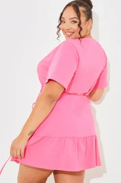 Short Sleeve Wrap Swing Dress|In The Style Online