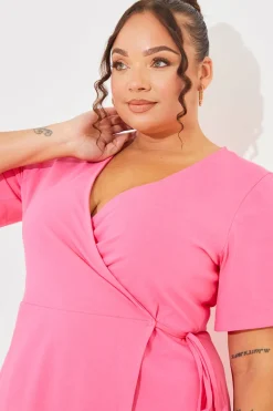Short Sleeve Wrap Swing Dress|In The Style Online