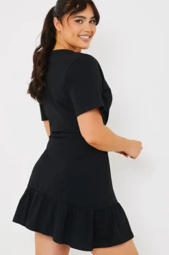 Short Sleeve Wrap Swing Dress|In The Style Online