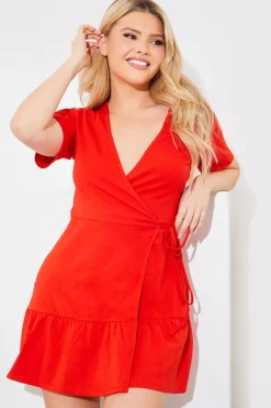 Short Sleeve Wrap Swing Dress|In The Style Online