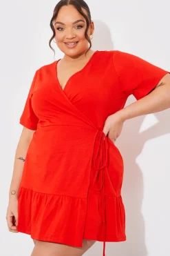 Short Sleeve Wrap Swing Dress|In The Style Online