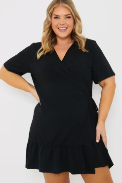 Short Sleeve Wrap Swing Dress|In The Style Online