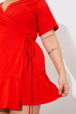Short Sleeve Wrap Swing Dress|In The Style Online