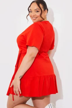 Short Sleeve Wrap Swing Dress|In The Style Online
