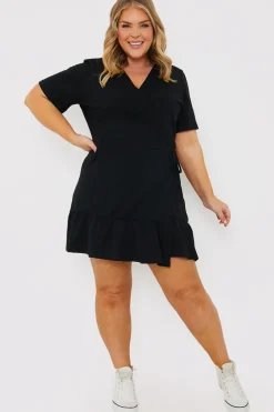 Short Sleeve Wrap Swing Dress|In The Style Online
