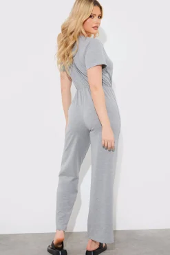 Short Sleeve Wrap Wide Leg Jumpsuit|In The Style New