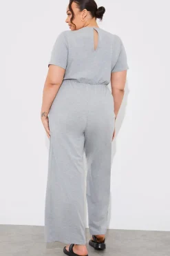 Short Sleeve Wrap Wide Leg Jumpsuit|In The Style New